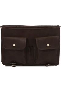 Επαγγελματική Τσάντα Δερμάτινη Ancona 17 ίντσες Tuscany Leather TL142073 Καφέ σκούρο