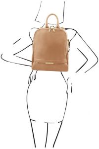 Γυναικεία Τσάντα Πλάτης & Ώμου Δερμάτινη Tuscany Leather TL141376 Σαμπανιζέ