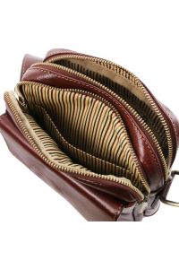 Ανδρικό Τσαντάκι Δερμάτινο Larry Tuscany Leather TL141915 Καφέ