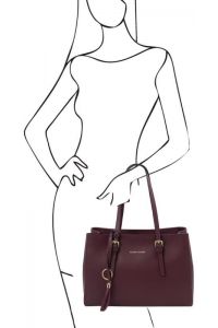 Γυναικεία Τσάντα Δερμάτινη Tuscany Leather TL142037 Μπορντώ