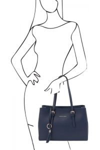 Γυναικεία Τσάντα Δερμάτινη Tuscany Leather TL142037 Μπλε σκούρο