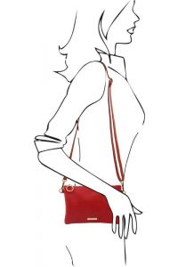 Γυναικείο Τσαντάκι Δερμάτινο Tuscany Leather TL142029 Κόκκινο lipstick