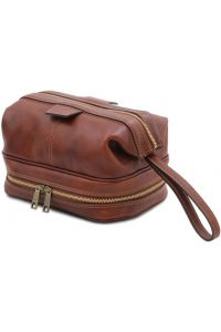 Θήκη Τσαντάκι Καλλυντικών Δερμάτινο Jacob Tuscany Leather TL142204 Καφέ