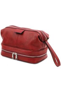 Θήκη Τσαντάκι Καλλυντικών Δερμάτινο Jacob Tuscany Leather TL142204 Κόκκινο