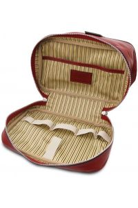 Θήκη Τσαντάκι Καλλυντικών Δερμάτινο Jacob Tuscany Leather TL142204 Κόκκινο