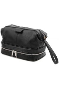 Θήκη Τσαντάκι Καλλυντικών Δερμάτινο Jacob Tuscany Leather TL142204 Μαύρο