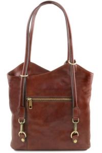 Γυναικεία Τσάντα Δερμάτινη Πλάτης & Ώμου Patty Tuscany Leather TL141497 Καφέ