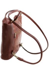 Γυναικεία Τσάντα Δερμάτινη Πλάτης & Ώμου Patty Tuscany Leather TL141497 Καφέ