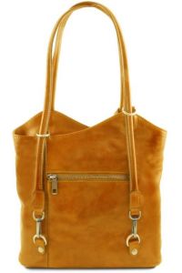 Γυναικεία Τσάντα Δερμάτινη Πλάτης & Ώμου Patty Tuscany Leather TL141497 Κίτρινο