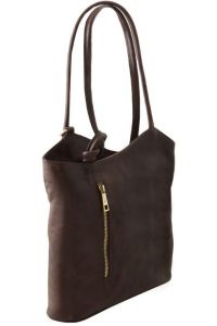 Γυναικεία Τσάντα Δερμάτινη Πλάτης & Ώμου Patty Tuscany Leather TL141497 Καφέ σκούρο