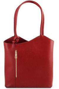 Γυναικεία Τσάντα Δερμάτινη Πλάτης & Ώμου Patty Tuscany Leather TL141455 Κόκκινο