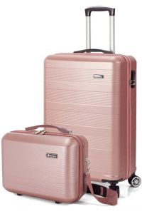 Σετ 2 τεμαχίων (Βαλίτσα Καμπίνας & Beauty case) BENZI BZ5330 Ροζ/Χρυσό