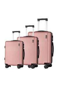 Σετ 3 Βαλίτσες Με Προέκταση AMBER Ροζ/Χρυσό AM1004