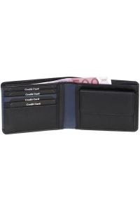 Ανδρικό Δερμάτινο Πορτοφόλι Οριζόντιο Diplomat MN412 Μαυρο/Μπλε