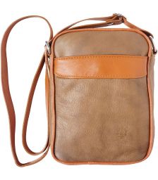 Ανδρικο Δερματινο Τσαντακι Ωμου Firenze Leather B032 Σκουρο /Μπεζ