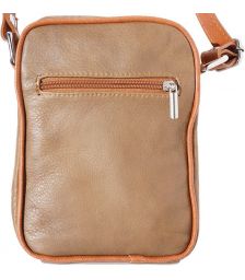 Ανδρικο Δερματινο Τσαντακι Ωμου Firenze Leather B032 Σκουρο /Μπεζ