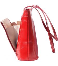 Δερμάτινη Τσαντα Ωμου Ludovica Firenze Leather 215 Σκουρο Κόκκινο