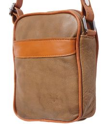 Ανδρικο Δερματινο Τσαντακι Ωμου Firenze Leather B032 Σκουρο /Μπεζ