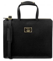 Γυναικεία Επαγγελματική Τσάντα Δερμάτινη Palermo TL141369 Μαύρο Tuscany Leather