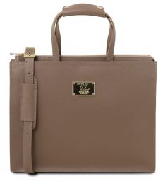 Γυναικεία Επαγγελματική Τσάντα Δερμάτινη Palermo Σταχτί σκούρο Tuscany Leather