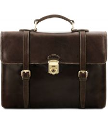 Ανδρική Επαγγελματική Τσάντα Δερμάτινη Viareggio Καφέ σκούρο Tuscany Leather