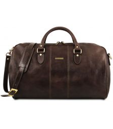 Σάκος ταξιδίου δερμάτινος - Lisbona TL141657 Καφέ σκούρο Tuscany Leather