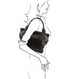 Γυναικεία Τσάντα Δερμάτινη Ilenia Μαύρο Tuscany Leather