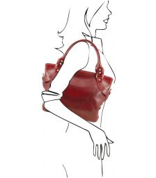 Γυναικεία Τσάντα Δερμάτινη Ilenia Κόκκινο Tuscany Leather