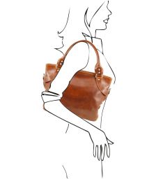 Γυναικεία Τσάντα Δερμάτινη Ilenia Μελί Tuscany Leather