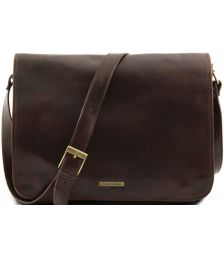 Ανδρική Τσάντα Δερμάτινη Messenger Double TL90475 Καφέ σκούρο Tuscany Leather
