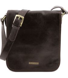 Ανδρικό Τσαντάκι Δερμάτινο Messenger TL141255 Καφέ σκούρο Tuscany Leather