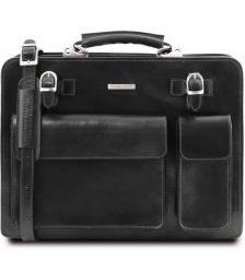 Επαγγελματική Τσάντα Δερμάτινη Venezia Μαύρο Tuscany Leather