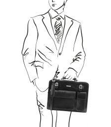 Επαγγελματική Τσάντα Δερμάτινη Venezia Μαύρο Tuscany Leather