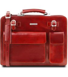 Επαγγελματική Τσάντα Δερμάτινη Venezia Κόκκινο Tuscany Leather
