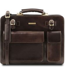 Επαγγελματική Τσάντα Δερμάτινη Venezia Καφέ σκούρο Tuscany Leather