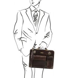 Επαγγελματική Τσάντα Δερμάτινη Venezia Καφέ σκούρο Tuscany Leather