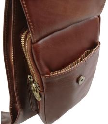 Ανδρικό Τσαντάκι Πλάτης Δερμάτινο TL141352 Καφέ Σκούρο Tuscany Leather