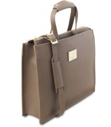 Γυναικεία Επαγγελματική Τσάντα Δερμάτινη Palermo Σταχτί σκούρο Tuscany Leather