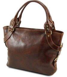 Γυναικεία Τσάντα Δερμάτινη Ilenia Καφέ σκούρο Tuscany Leather