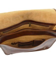 Ανδρική Τσάντα Δερμάτινη Messenger Double TL90475 Καφέ Tuscany Leather