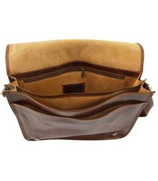 Ανδρική Τσάντα Δερμάτινη Messenger Double TL90475 Καφέ σκούρο Tuscany Leather