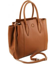Γυναικεία Τσάντα Δερμάτινη Tulipan TL141727 Κονιάκ Tuscany Leather