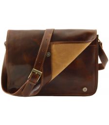 Ανδρική Τσάντα Δερμάτινη Messenger Double TL90475 Καφέ Tuscany Leather
