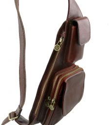 Ανδρικό Τσαντάκι Πλάτης Δερμάτινο TL141352 Καφέ Σκούρο Tuscany Leather