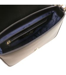 Γυναικεία τσάντα ώμου δερμάτινη Nausica Μαύρο Tuscany Leather