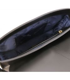 Γυναικεία τσάντα ώμου δερμάτινη Nausica Μαύρο Tuscany Leather