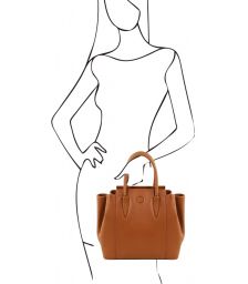 Γυναικεία Τσάντα Δερμάτινη Tulipan TL141727 Κονιάκ Tuscany Leather