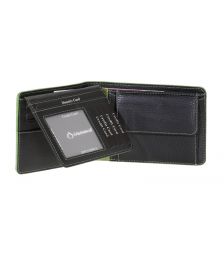 Ανδρικό Δερμάτινο Πορτοφόλι Οριζόντιο Diplomat MN411 Μαύρο/Πράσινο