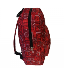 Τσάντα Πλάτης Πολυεστέρα Geometric 30x15x39cm Κόκκινο