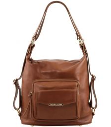 Γυναικεία Τσάντα Δερμάτινη Πλάτης & Ώμου Tuscany Leather TL141535 Κανελί